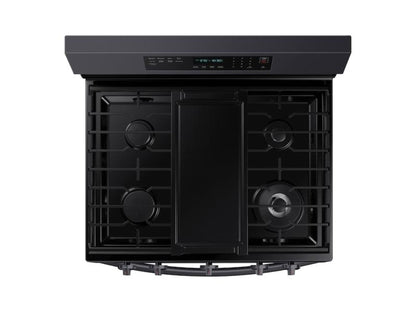 SAMSUNG  6.0 cu. ft. Smart Freestanding Gas Range with No-Preheat Air Fry and Convection+ in Black Stainless Steel - NX60A6711SG-KT
