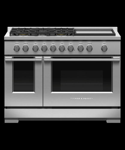 FISHER & PAYKEL RGV3485GDN Gas Range, 48", 5 Burners with Griddle - RGV3485GDN-KT