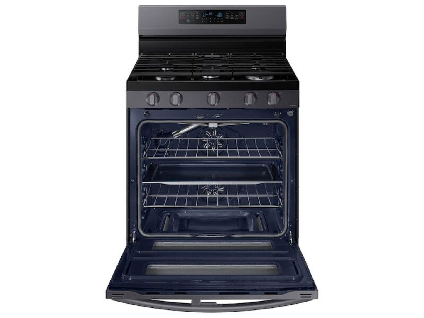 SAMSUNG 6.0 cu. ft. Smart Freestanding Gas Range with Flex Duo(TM) & Air Fry in Black Stainless Steel - NX60A6751SG-KT
