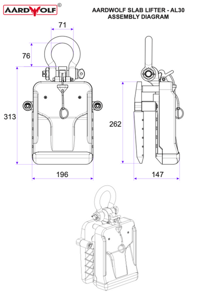 Aardwolf Slab Lifter 30 with Rollers - AL30R
