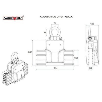Aardwolf Slab Lifter 30 Type A Wide Jaw with Rollers for Stone - AL30AWJR
