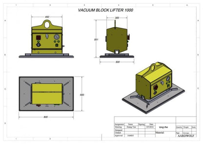 Aardwolf Vacuum Block Lifter 1,000kg - AVBL1000