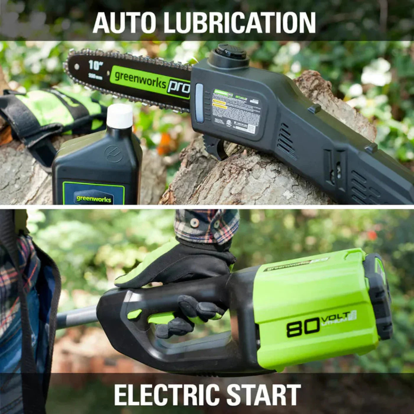 Greenworks 80V 18" Cordless Battery Chainsaw & 10" Pole Saw Combo Kit w/ 4.0 Ah Battery & Rapid Charger - 1343202-VK