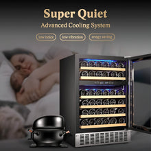 Load image into Gallery viewer, AOBOSI 24 Inch Dual Zone Wine Cooler Holds 46 Bottles - JC-145B
