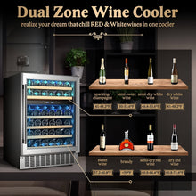 Load image into Gallery viewer, AOBOSI 24 Inch Dual Zone Wine Cooler Holds 46 Bottles - JC-145B
