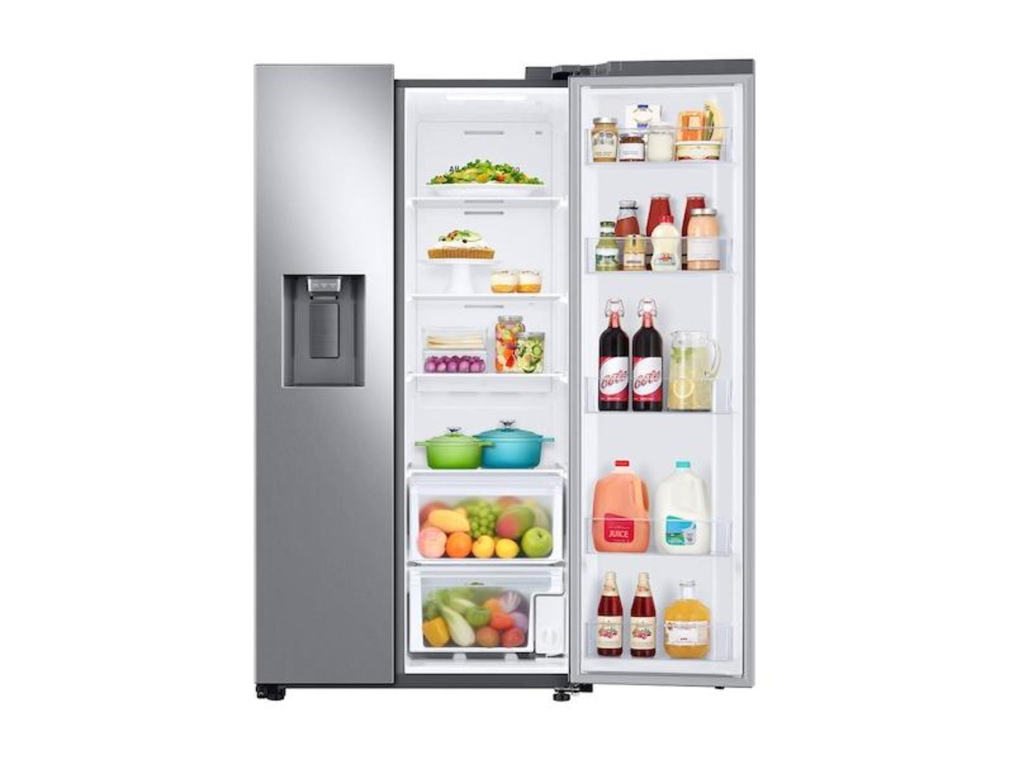 SAMSUNG 27.4 cu. ft. Large Capacity Side-by-Side Refrigerator in Stainless Steel - RS27T5200SR-KT