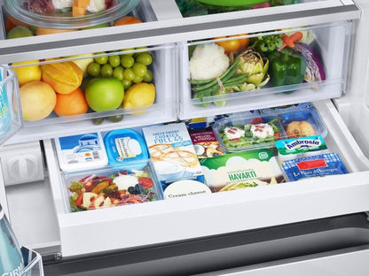 SAMSUNG 25 cu. ft. 33" 3-Door French Door Refrigerator with Dual Auto Ice Maker in Stainless Steel - RF25C5151SR-KT