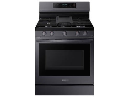 SAMSUNG  6.0 cu. ft. Smart Freestanding Gas Range with No-Preheat Air Fry and Convection+ in Black Stainless Steel - NX60A6711SG-KT