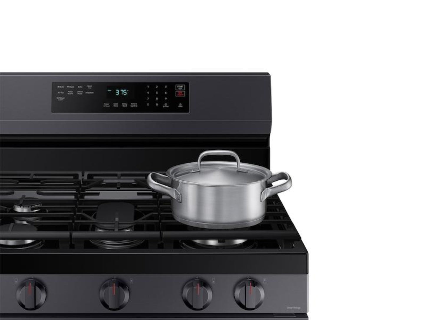 SAMSUNG 6.0 cu. ft. Smart Freestanding Gas Range with No-Preheat Air Fry & Convection in Black Stainless Steel - NX60A6511SG-KT