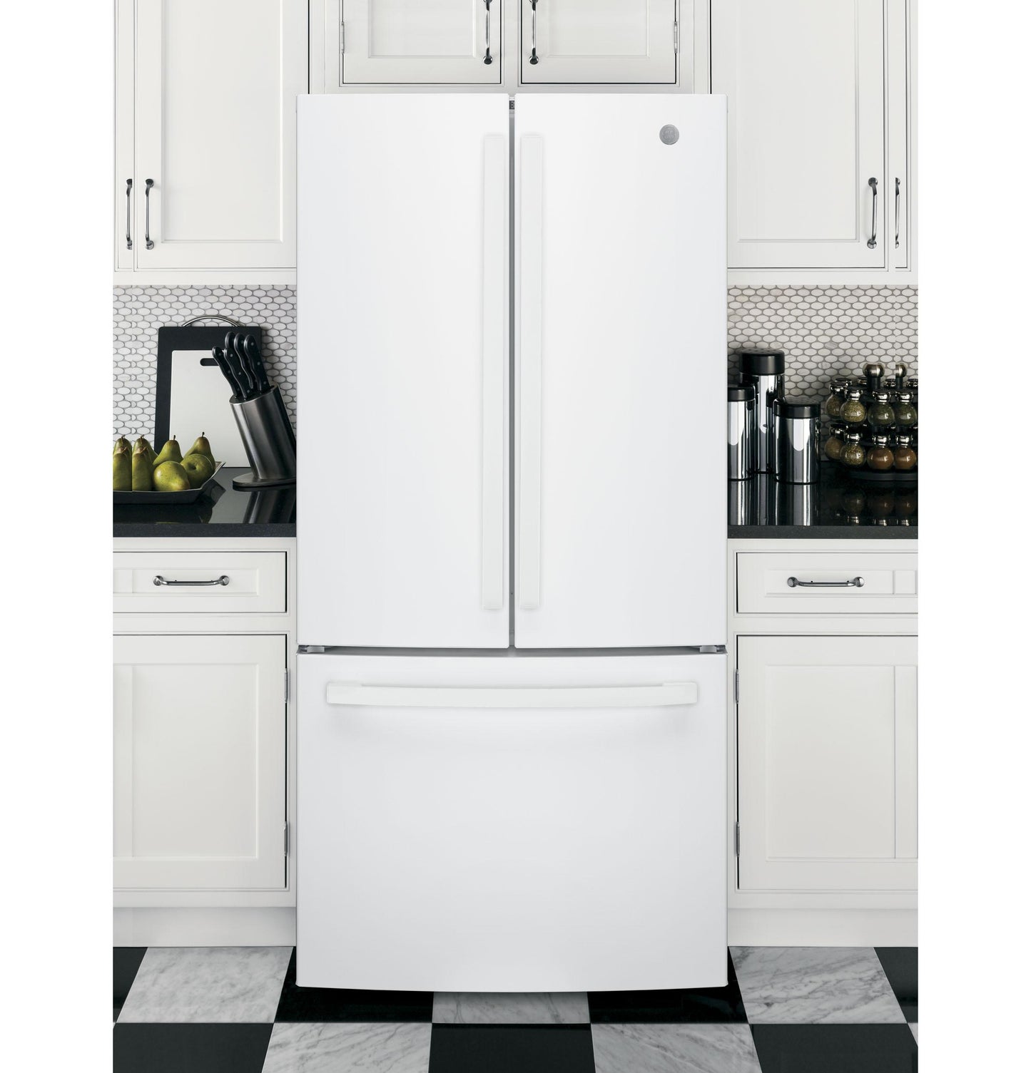 GE APPLIANCES GNE25JGKWW GE® ENERGY STAR® 24.7 Cu. Ft. French-Door Refrigerator -GNE25JGKWW-KT