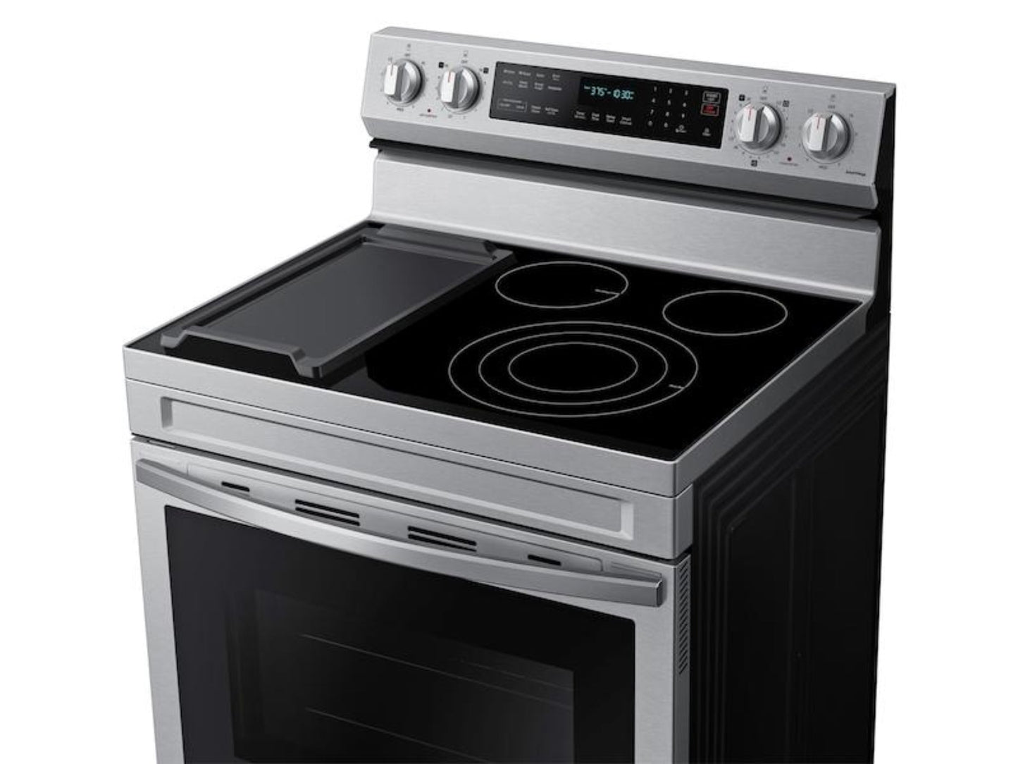SAMSUNG 6.3 cu. ft. Smart Freestanding Electric Range with No-Preheat Air Fry, Convection+ & Griddle in Stainless Steel - NE63A6711SS-KT