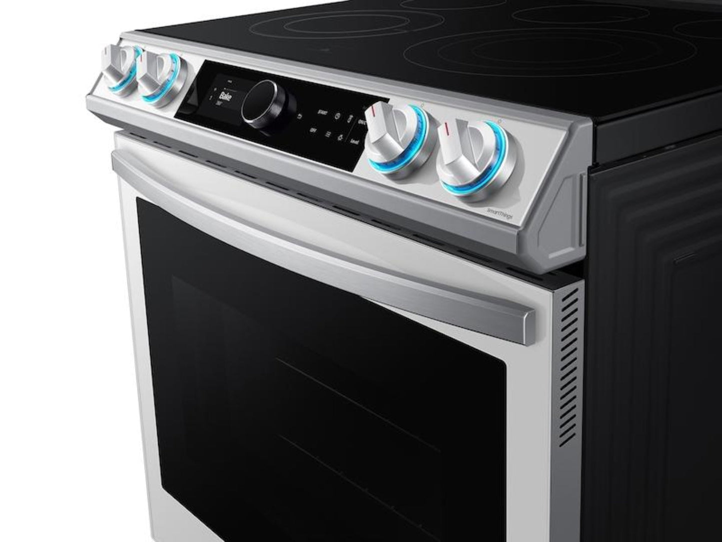 SAMSUNG Bespoke Smart Slide-in Electric Range 6.3 cu. ft. with Smart Dial & Air Fry in White Glass - NE63BB871112AA-KT