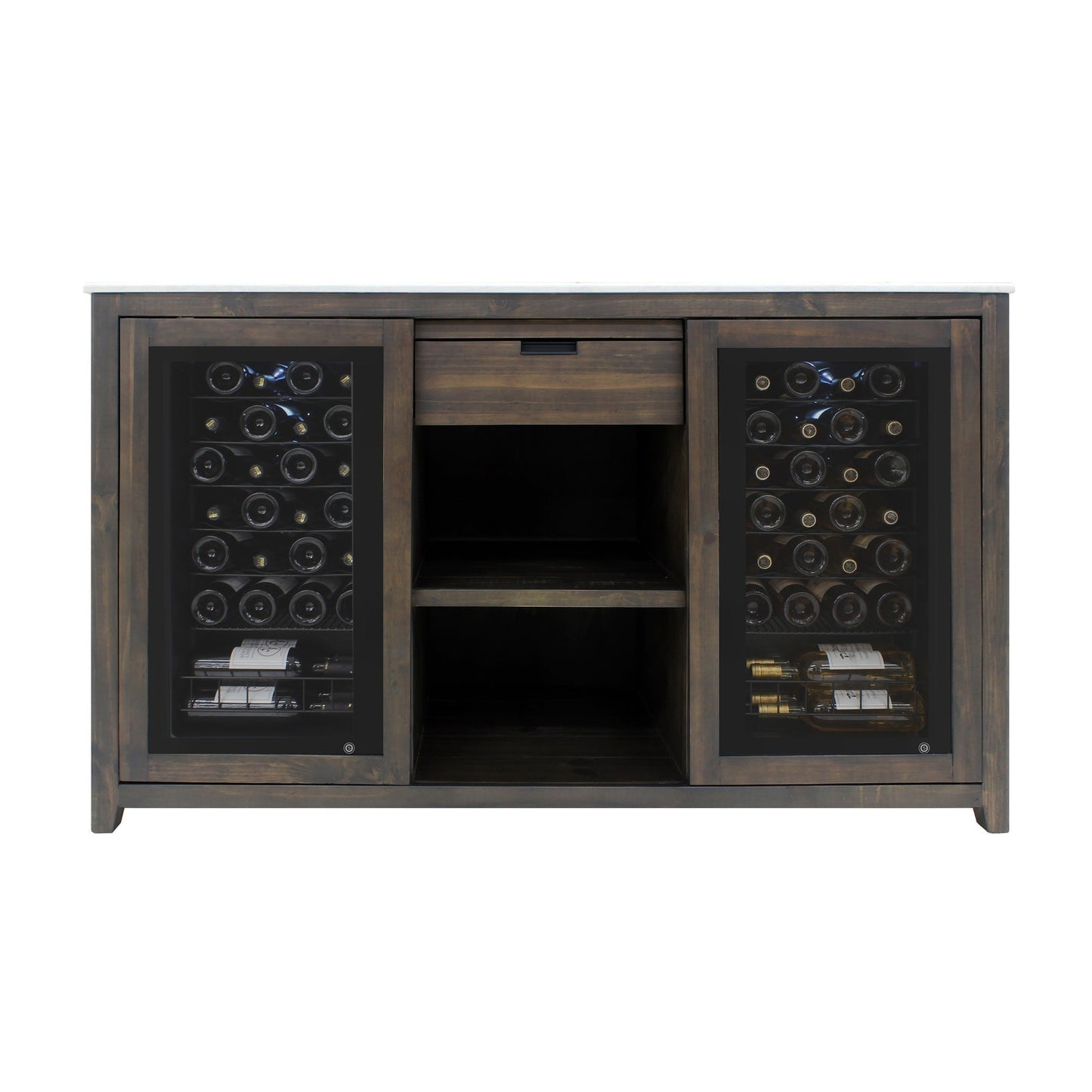 Brama by Vinotemp Wood Wine Credenza, in Brown Mahogany - VT-CREDMOD-BR-W