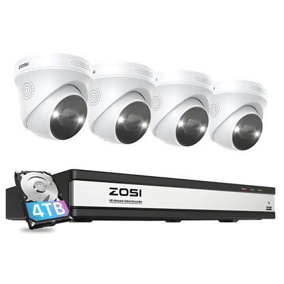 Zosi C225 4K 4 Camera 16CH PoE NVR Security System + 4TB Hard Drive - C225 4K 4111