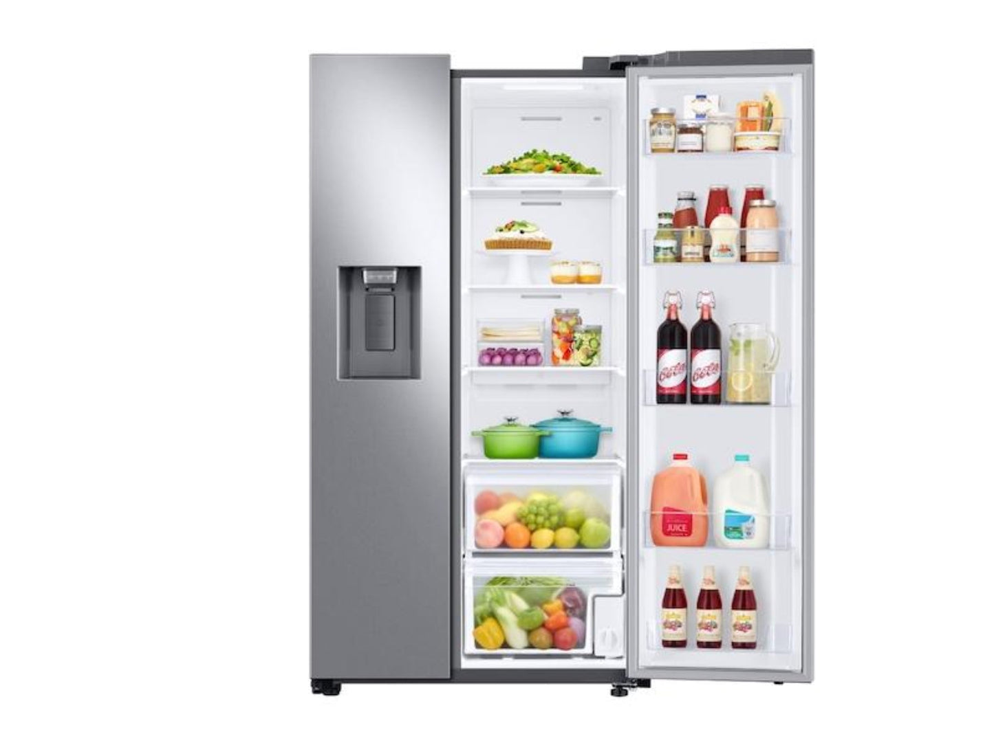 SAMSUNG  22 cu. ft. Counter Depth Side-by-Side Refrigerator in Stainless Steel - RS22T5201SR-KT