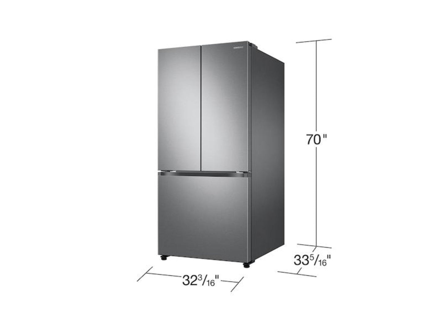 SAMSUNG 25 cu. ft. 33" 3-Door French Door Refrigerator with Dual Auto Ice Maker in Stainless Steel - RF25C5151SR-KT