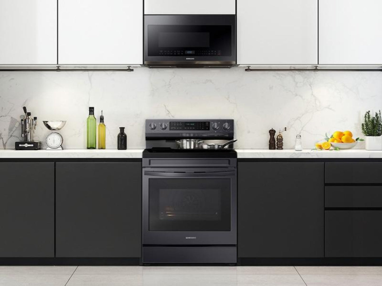 SAMSUNG 6.3 cu. ft. Smart Freestanding Electric Range with No-Preheat Air Fry, Convection+ & Griddle in Black Stainless Steel - NE63A6711SG-KT