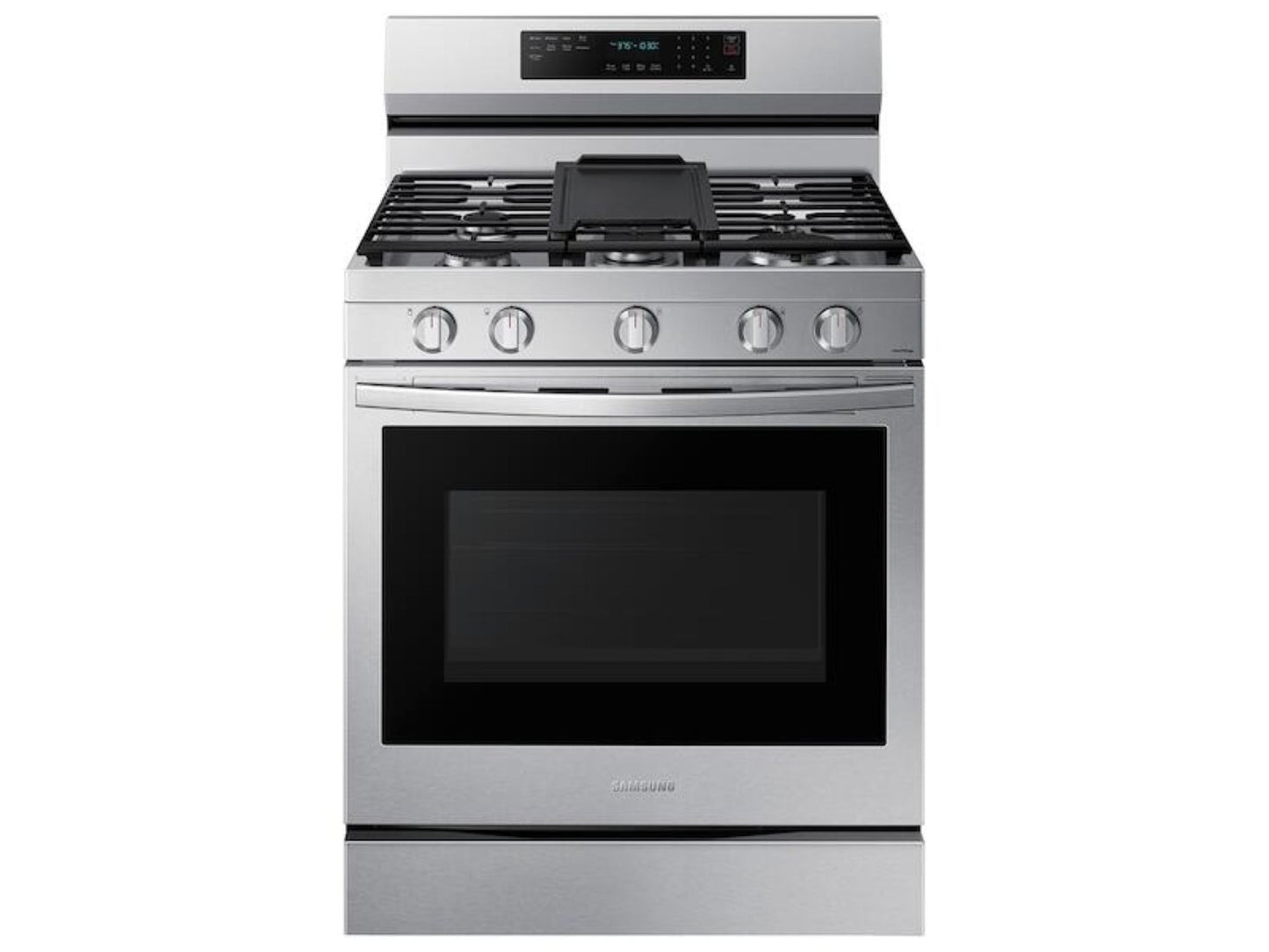SAMSUNG 6.0 cu. ft. Smart Freestanding Gas Range with No-Preheat Air Fry, Convection+ & Stainless Cooktop in Stainless Steel - NX60A6711SS-KT