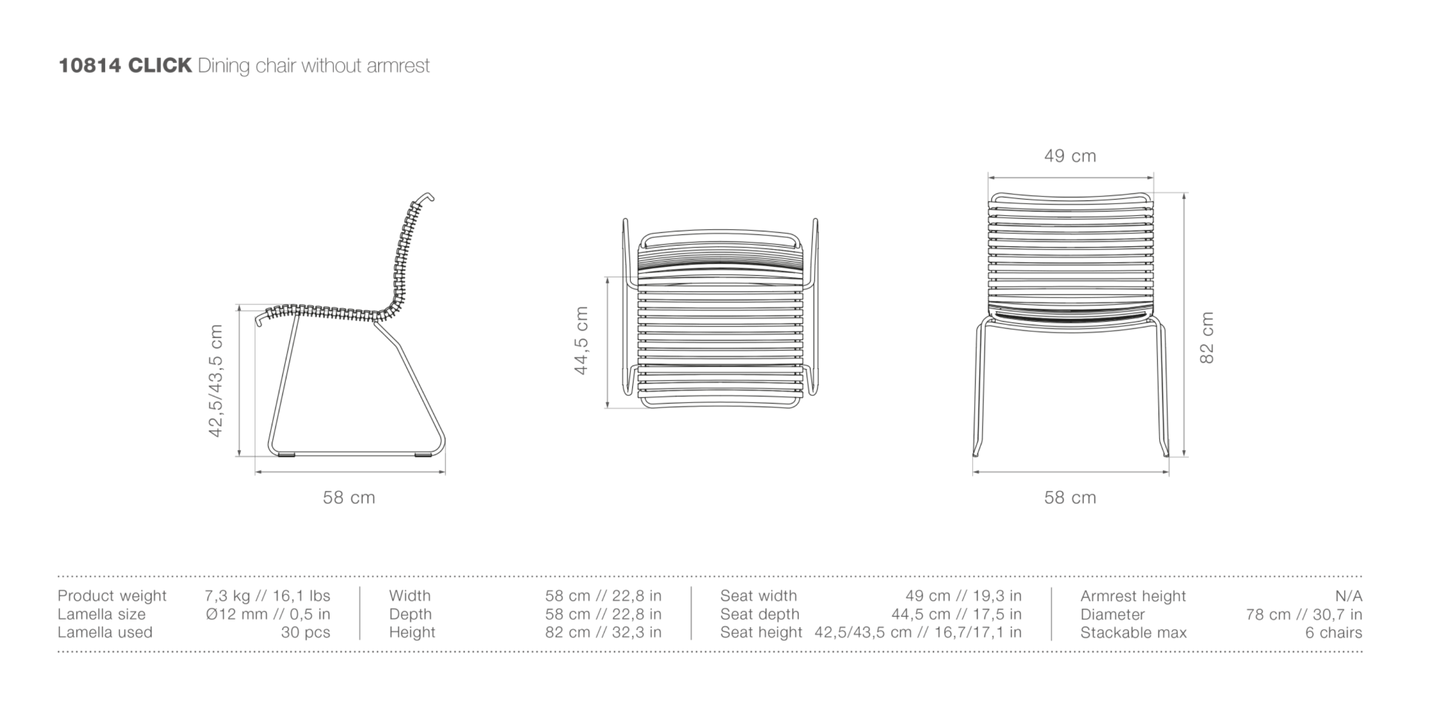 HOUE CLICK Outdoor Dining Chair - No Armrests