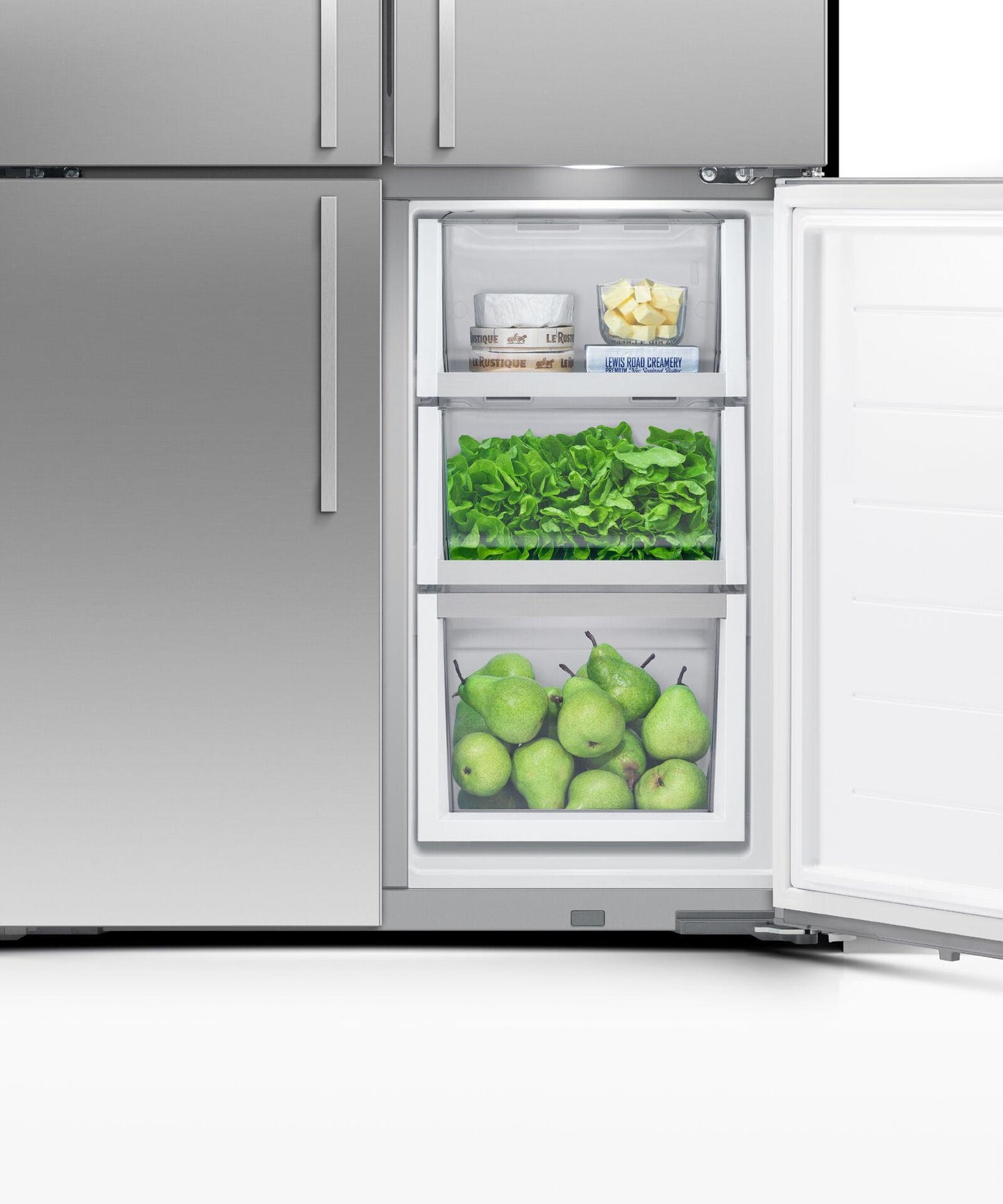 FISHER & PAYKEL RF203QDUVX1 Freestanding Quad Door Refrigerator Freezer, 36", 18.9 cu ft, Ice & Water - RF203QDUVX1-KT