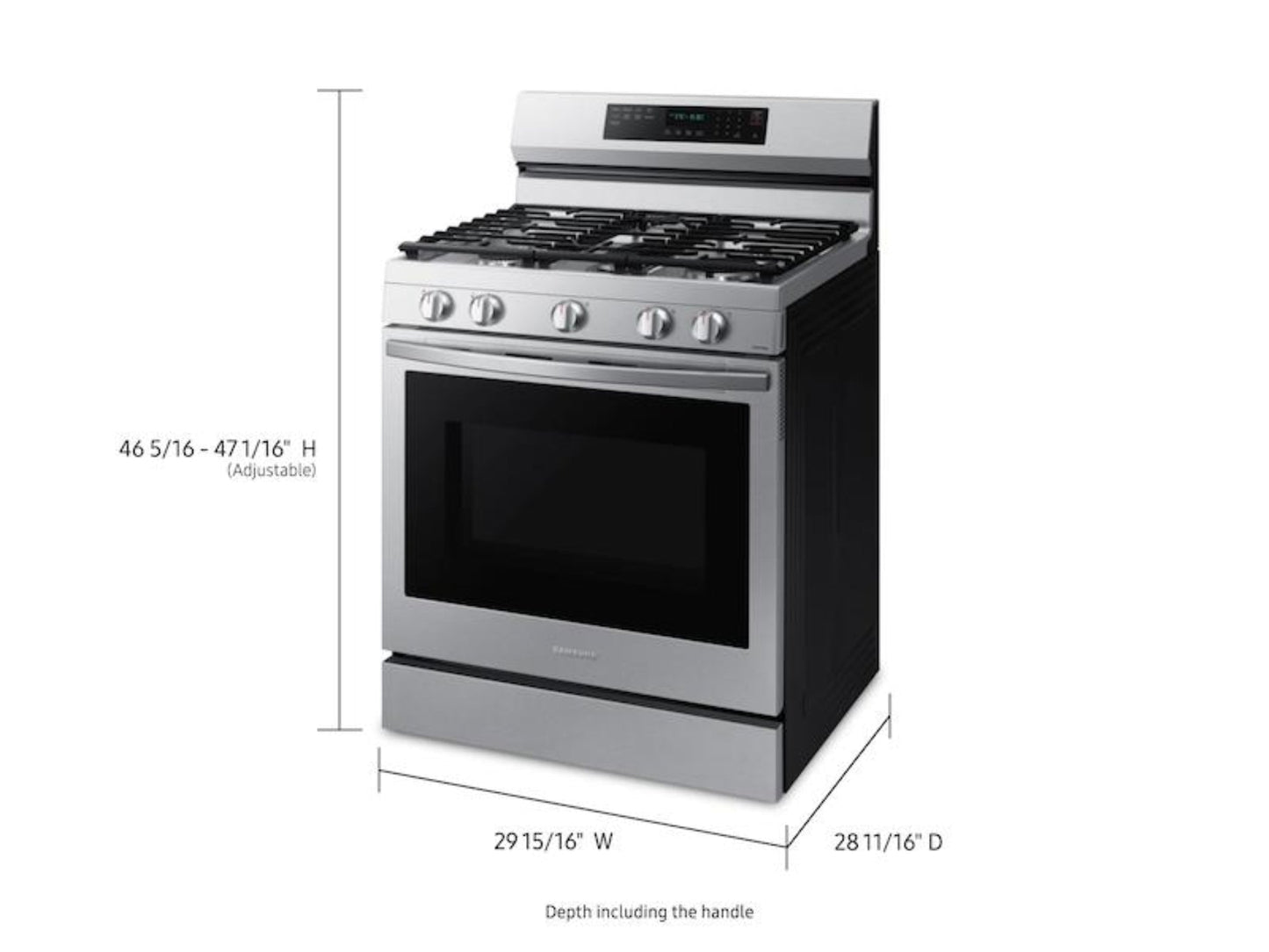 SAMSUNG 6.0 cu. ft. Smart Freestanding Gas Range with No-Preheat Air Fry, Convection+ & Stainless Cooktop in Stainless Steel - NX60A6711SS-KT