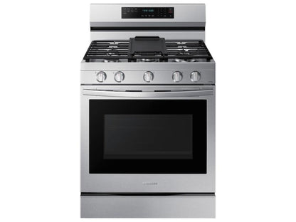 SAMSUNG 6.0 cu. ft. Smart Freestanding Gas Range with No-Preheat Air Fry, Convection+ & Stainless Cooktop in Stainless Steel - NX60A6711SS-KT