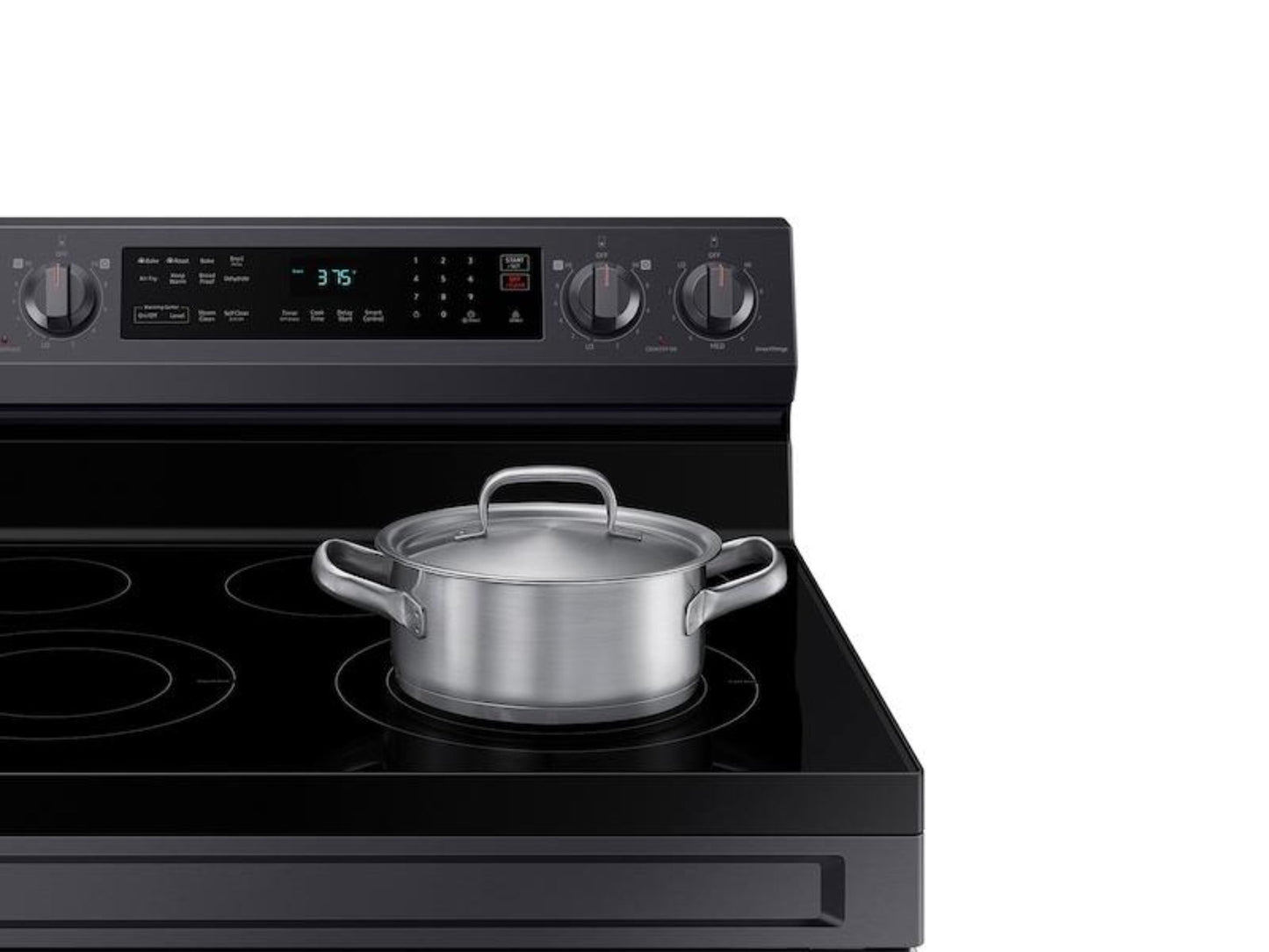 SAMSUNG 6.3 cu. ft. Smart Freestanding Electric Range with No-Preheat Air Fry & Convection in Black Stainless Steel - NE63A6511SG-KT