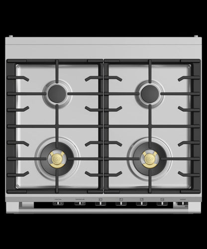 FISHER & PAYKEL OR30SCG6W1 Dual Fuel Range, 30", 4 Burners, Self-cleaning - OR30SCG6W1-KT