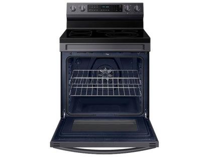 SAMSUNG 6.3 cu. ft. Smart Freestanding Electric Range with No-Preheat Air Fry, Convection+ & Griddle in Black Stainless Steel - NE63A6711SG-KT