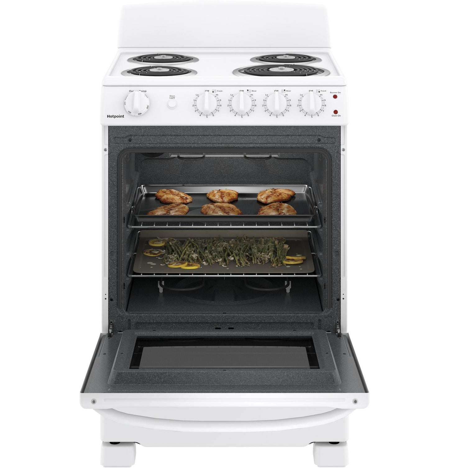 HOTPOINT RAS240DMWW Hotpoint 24" Electric Free-Standing Front-Control Range - RAS240DMWW-KT