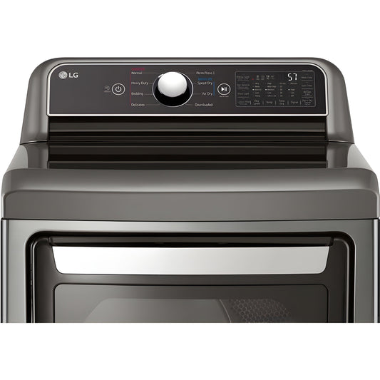 LG 7.3-Cu. Ft. Ultra Large Capacity Smart wi-fi Enabled Rear Control Gas Dryer with EasyLoad Door in Graphite Steel (DLG7401VE)