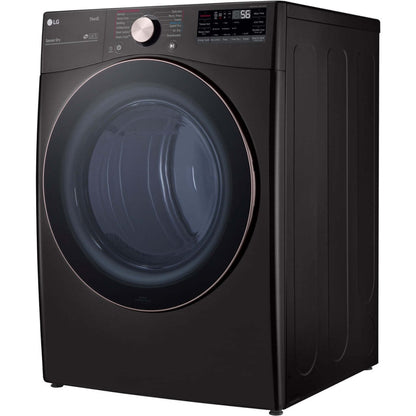 LG 27 In. 7.4-Cu. Ft. Front Load Gas Dryer with TurboSteam and Built-In Intelligence in Black Steel (DLGX4001B)