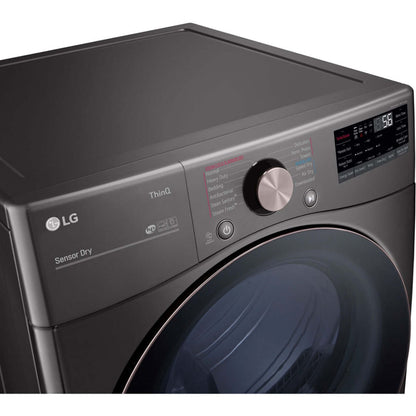 LG 27 In. 7.4-Cu. Ft. Front Load Gas Dryer with TurboSteam and Built-In Intelligence in Black Steel (DLGX4001B)