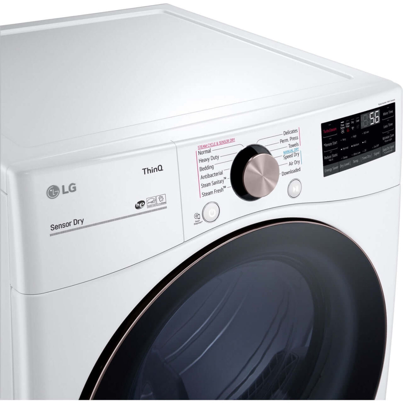 LG 27 In. 7.4-Cu. Ft. Front Load Gas Dryer with TurboSteam and Built-In Intelligence in White (DLGX4001W)
