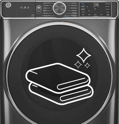 GE APPLIANCES GFD65ESPVDS GE(R) 7.8 cu. ft. Capacity Smart Front Load Electric Dryer with Steam and Sanitize Cycle - GFD65ESPVDS-KT