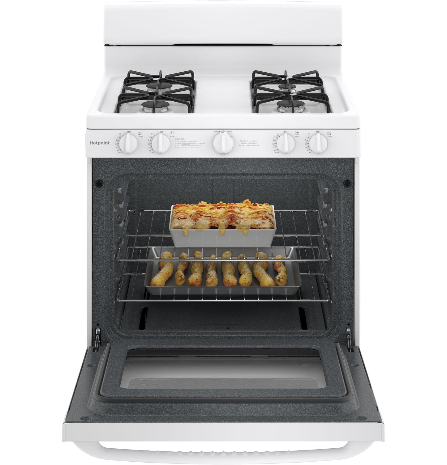 HOTPOINT 30" Free-Standing Gas Range with Cordless Battery Ignition - RGBS200DMWW-KT