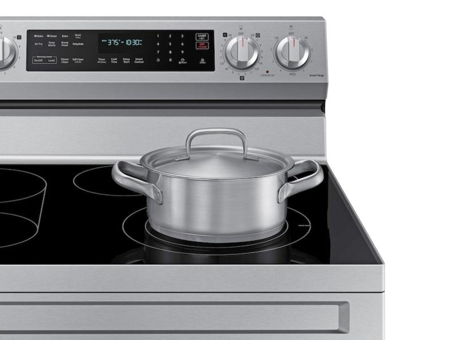 SAMSUNG 6.3 cu. ft. Smart Freestanding Electric Range with No-Preheat Air Fry, Convection+ & Griddle in Stainless Steel - NE63A6711SS-KT