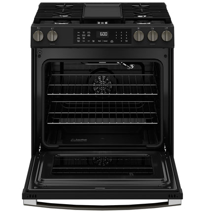 GE APPLIANCES GGS600AVDS GE(R) 30" Slide-In Front-Control Convection Gas Range with No Preheat Air Fry and EasyWash(TM) Oven Tray - GGS600AVDS-KT