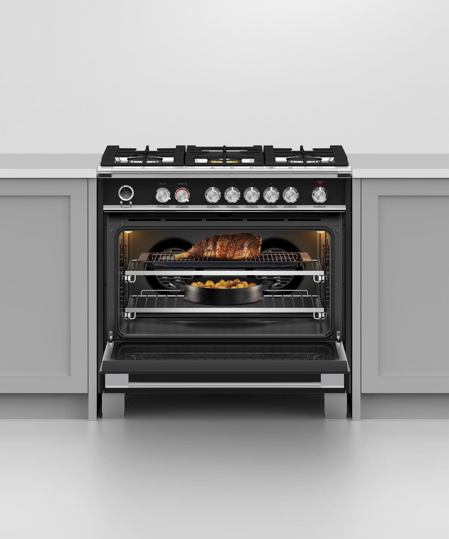 FISHER & PAYKEL OR36SCG6B1 Dual Fuel Range, 36", 5 Burners, Self-cleaning - OR36SCG6B1-KT