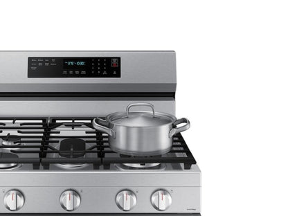 SAMSUNG 6.0 cu. ft. Smart Freestanding Gas Range with No-Preheat Air Fry, Convection+ & Stainless Cooktop in Stainless Steel - NX60A6711SS-KT