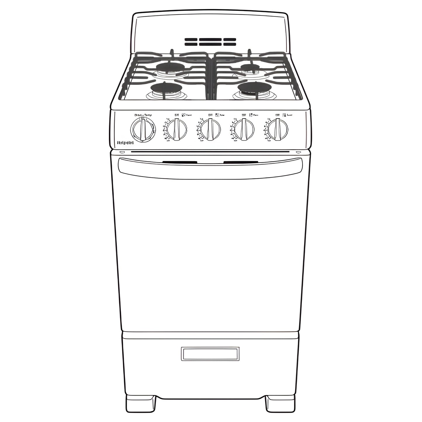 HOTPOINT 20" Front-Control Free-Standing Gas Range with Sealed Burners - RGAS200DMWW-KT