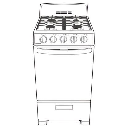 HOTPOINT 20" Front-Control Free-Standing Gas Range with Sealed Burners - RGAS200DMWW-KT