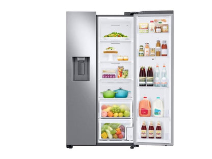 SAMSUNG 22 cu. ft. Counter Depth Side-by-Side Refrigerator with Touch Screen Family Hub™ in Stainless Steel - RS22T5561SR-KT