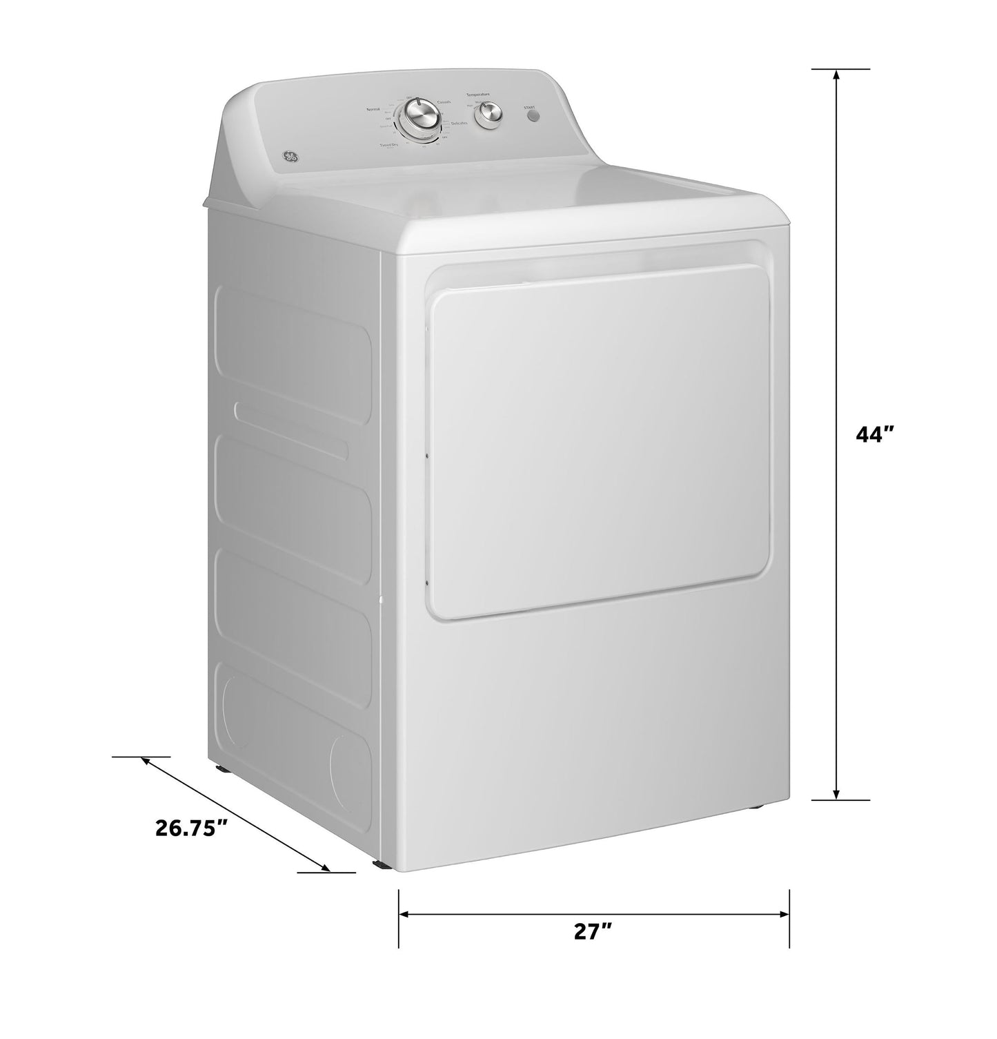 GE APPLIANCES GTX38EASWWS GE(R) 6.2 cu. ft. Capacity&#x00A0;Electric Dryer with Up To 120 ft. Venting and Shallow Depth&#x200B; - GTX38EASWWS-KT