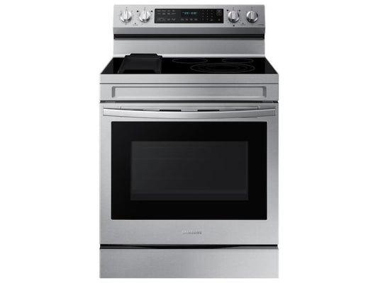 SAMSUNG 6.3 cu. ft. Smart Freestanding Electric Range with No-Preheat Air Fry, Convection+ & Griddle in Stainless Steel - NE63A6711SS-KT