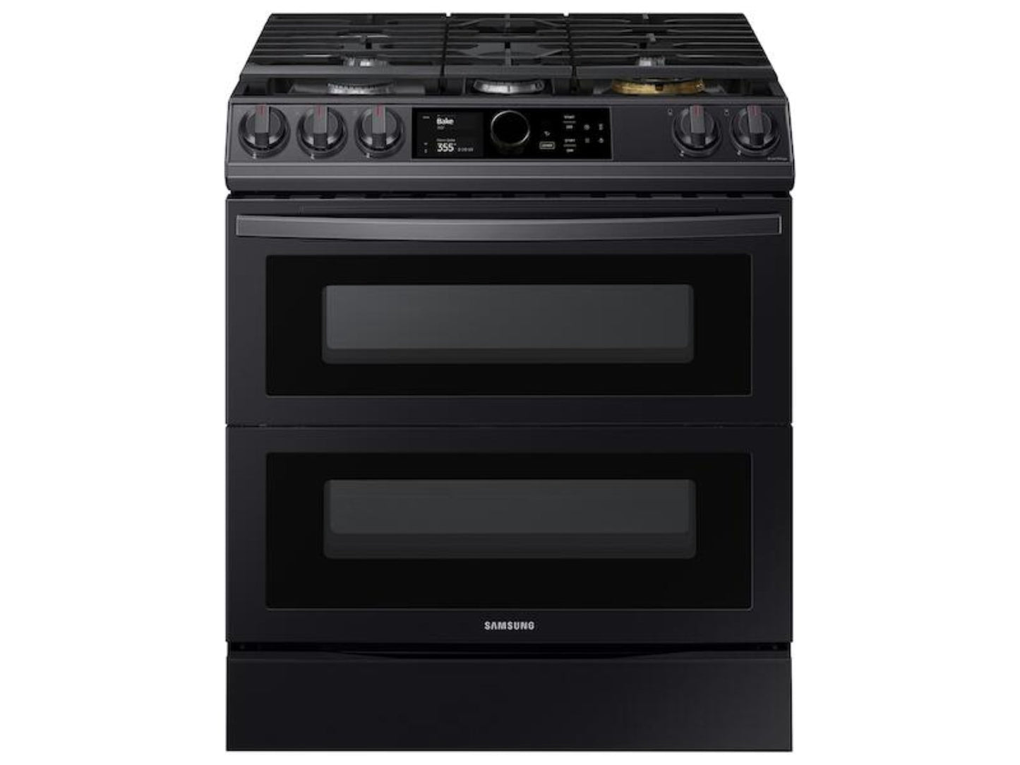 SAMSUNG 6.0 cu ft. Smart Slide-in Gas Range with Flex Duo(TM), Smart Dial & Air Fry in Black Stainless Steel - NX60T8751SG-KT