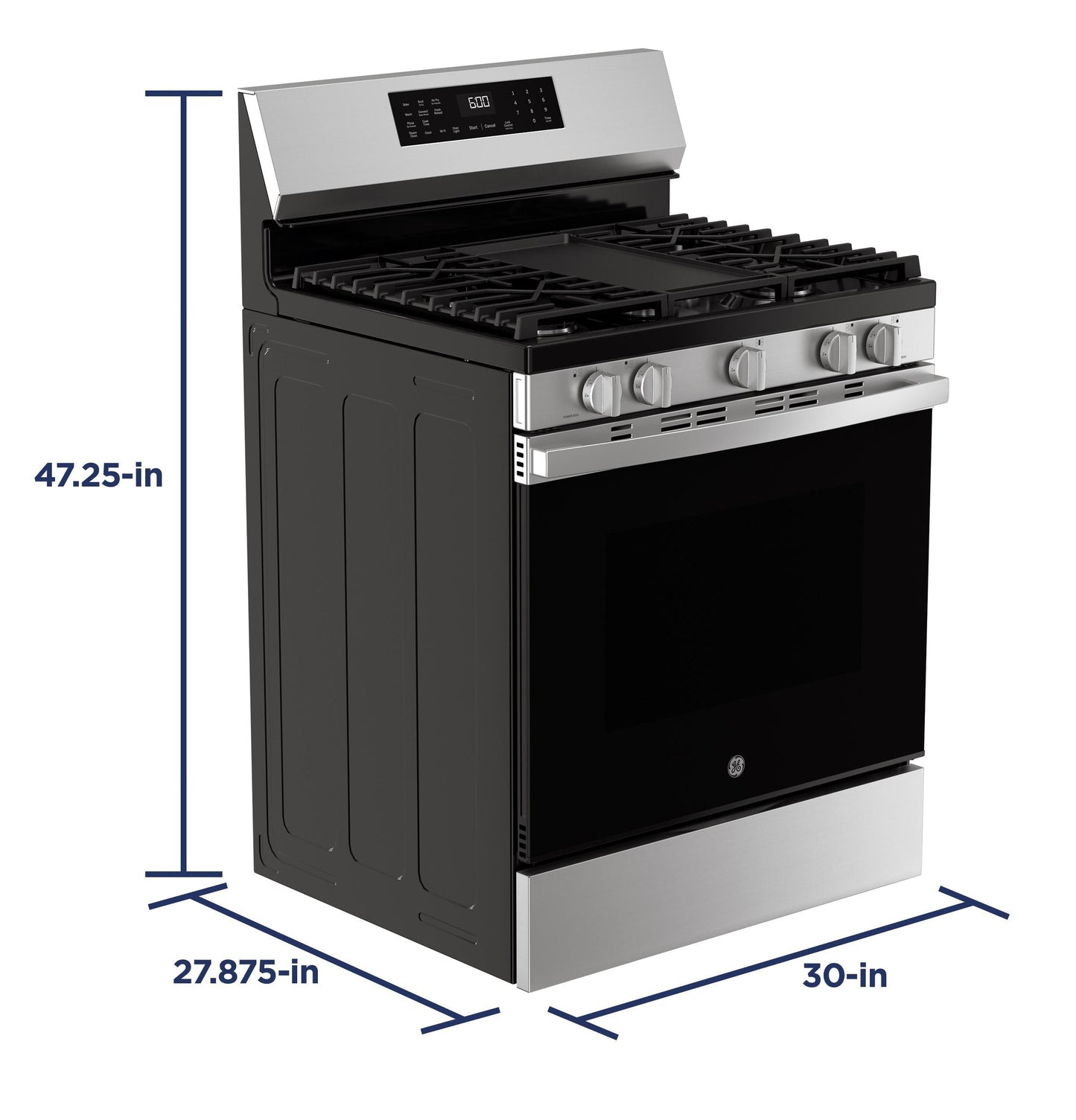 GE APPLIANCES GGF600AVSS GE(R) 30" Free-Standing Gas Convection Range with No Preheat Air Fry and EasyWash(TM) Oven Tray - GGF600AVSS-KT