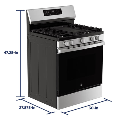GE APPLIANCES GGF600AVSS GE(R) 30" Free-Standing Gas Convection Range with No Preheat Air Fry and EasyWash(TM) Oven Tray - GGF600AVSS-KT