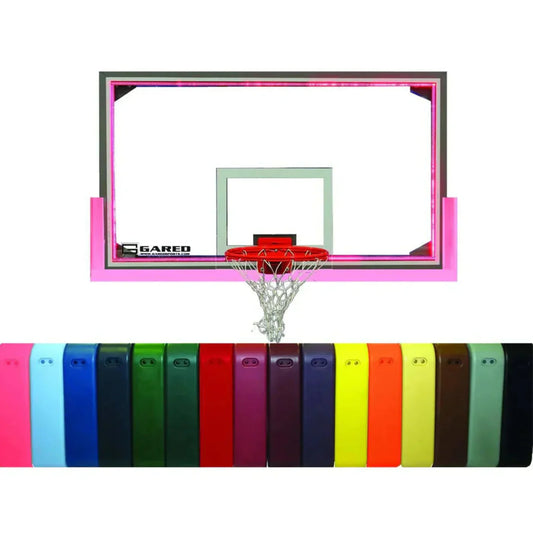 Gared Sports 42" x 72" Buzzer Beater Gymnasium Basketball Glass Backboard Package - PKAFRG40PMLEDBLK