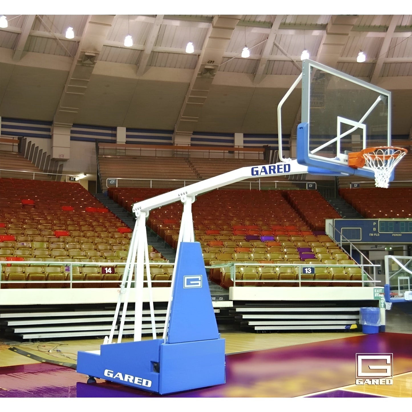 Gared Sports Hoopmaster 5 Spring-Lift Collegiate/High School Indoor Portable Basketball Hoop - 9405